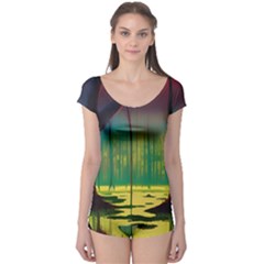 Nature Swamp Water Sunset Spooky Night Reflections Bayou Lake Boyleg Leotard  by Posterlux