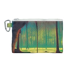 Nature Swamp Water Sunset Spooky Night Reflections Bayou Lake Canvas Cosmetic Bag (medium) by Posterlux