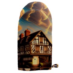 Village House Cottage Medieval Timber Tudor Split Timber Frame Architecture Town Twilight Chimney Microwave Oven Glove by Posterlux