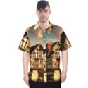 Village House Cottage Medieval Timber Tudor Split timber Frame Architecture Town Twilight Chimney Men s Hawaii Shirt View1