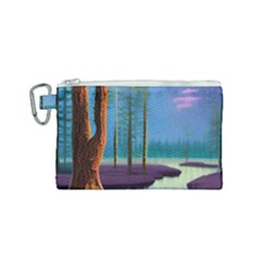 Artwork Outdoors Night Trees Setting Scene Forest Woods Light Moonlight Nature Canvas Cosmetic Bag (small) by Posterlux