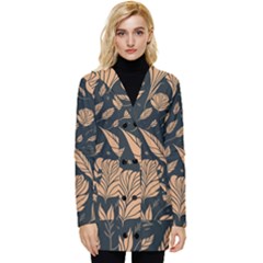 Background Pattern Leaves Texture Button Up Hooded Coat  by Maspions