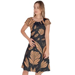 Background Pattern Leaves Texture Classic Short Sleeve Dress by Maspions