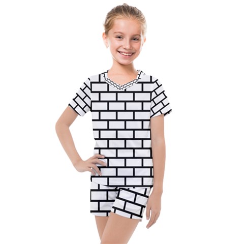 Bricks Wall Pattern Seamless Kids  Mesh T-shirt And Shorts Set by Maspions