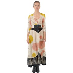 Space Flowers Universe Galaxy Button Up Boho Maxi Dress by Maspions