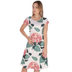 Flowers Hydrangeas Classic Short Sleeve Dress by Maspions