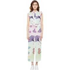 Flower Paint Flora Nature Plant Women s Frill Top Chiffon Jumpsuit by Maspions