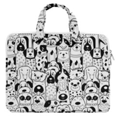 Seamless Pattern With Black White Doodle Dogs Macbook Pro 13  Double Pocket Laptop Bag by Grandong