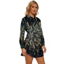 Ice Crystal Background Shape Frost Womens Long Sleeve Shirt Dress View3