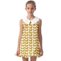 Little Bird Motif Pattern Wb Kids  Pilgrim Collar Ruffle Hem Dress by dflcprintsclothing