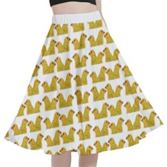 Little Bird Motif Pattern Wb A-line Full Circle Midi Skirt With Pocket by dflcprintsclothing