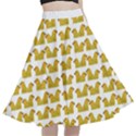 Little Bird Motif Pattern Wb A-Line Full Circle Midi Skirt With Pocket View1