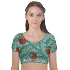 Spring Time Velvet Short Sleeve Crop Top  by AlexandrouPrints