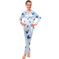 Butterfly-blue-phengaris Kids  Satin Long Sleeve Pajamas Set by saad11