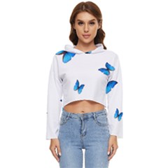 Butterfly-blue-phengaris Women s Lightweight Cropped Hoodie by saad11