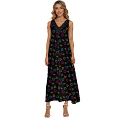 Background Ornamental Pattern V-neck Sleeveless Loose Fit Overalls by Maspions