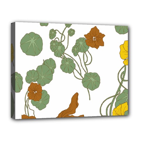 Nasturtium Flower Plant Leaves Canvas 14  X 11  (stretched) by Maspions