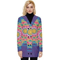 Abstract Digital Artwork Button Up Hooded Coat  by Maspions