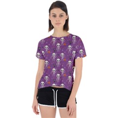 Skull Halloween Pattern Open Back Sport T-shirt by Maspions