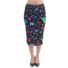 New Year Christmas Background Velvet Midi Pencil Skirt by Maspions