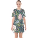 Spring Design with watercolor flowers Sixties Short Sleeve Mini Dress View1