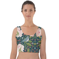 Spring Design With Watercolor Flowers Velvet Crop Top by AlexandrouPrints