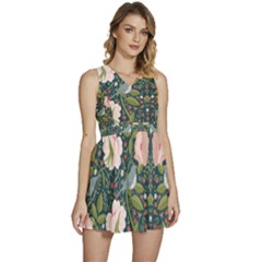 Spring Design With Watercolor Flowers Sleeveless High Waist Mini Dress by AlexandrouPrints