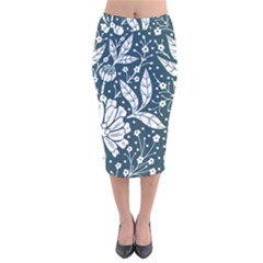 Spring Pattern Velvet Midi Pencil Skirt by AlexandrouPrints