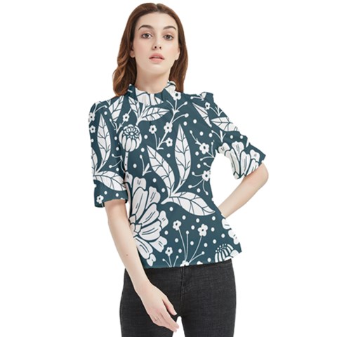Spring Pattern Frill Neck Blouse by AlexandrouPrints