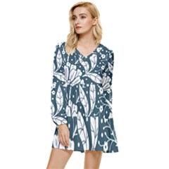 Spring Pattern Tiered Long Sleeve Mini Dress by AlexandrouPrints