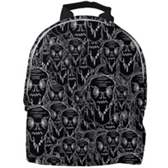 Old Man Monster Motif Black And White Creepy Pattern Mini Full Print Backpack by dflcprintsclothing