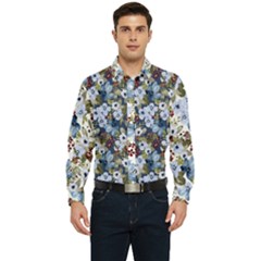 Blue Flowers Dark Blue Flowers Men s Long Sleeve  Shirt by DinkovaArt