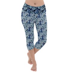 Blue Roses 1 Blue Roses 2 Lightweight Velour Capri Yoga Leggings by DinkovaArt