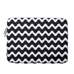 Wave Pattern Wavy Halftone 14  Vertical Laptop Sleeve Case With Pocket