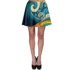 Waves Ocean Sea Abstract Whimsical Art Skater Skirt by Maspions