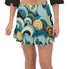 Wave Waves Ocean Sea Abstract Whimsical Fishtail Mini Chiffon Skirt by Maspions