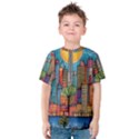 City New York Nyc Skyscraper Skyline Downtown Night Business Urban Travel Landmark Building Architec Kids  Cotton T-Shirt View1