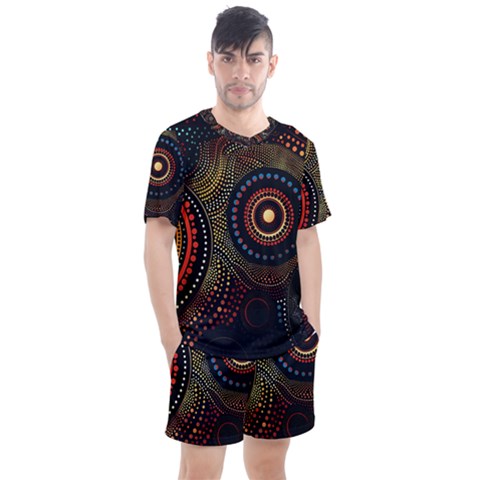 Abstract Geometric Pattern Men s Mesh T-shirt And Shorts Set by Ndabl3x