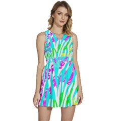 Animal Print Bright Abstract Sleeveless High Waist Mini Dress by Ndabl3x