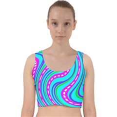 Swirls Pattern Design Bright Aqua Velvet Racer Back Crop Top by Ndabl3x