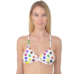 Pawprints Paw Prints Paw Animal Reversible Tri Bikini Top by Apen