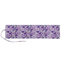 Purple Flowers 001 Roll Up Canvas Pencil Holder (l) by DinkovaArt