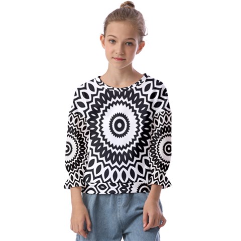 Circular Concentric Radial Symmetry Abstract Kids  Cuff Sleeve Top by Proyonanggan