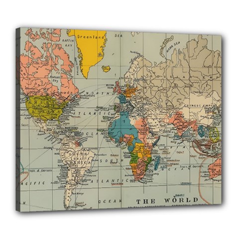 Vintage World Map Canvas 24  X 20  (stretched) by Proyonanggan