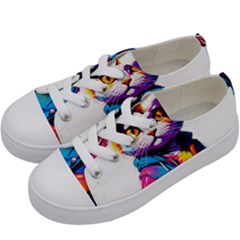 Wild Cat Kids  Low Top Canvas Sneakers by Sosodesigns19