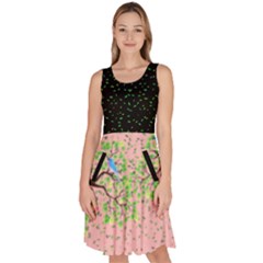 Leafy Blue Bird Dress Black Top Pink Skirt  by JazzerSci