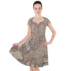 Old Vintage Classic Map Of Europe Cap Sleeve Midi Dress by Paksenen