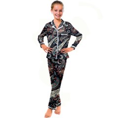 Paisley Print Musical Notes7 Kids  Satin Long Sleeve Pajamas Set by RiverRootz