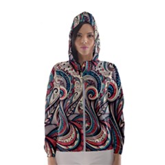 Paisley Print Musical Notes6 Women s Hooded Windbreaker by RiverRootz