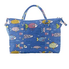 Sea Fish Blue Submarine Animals Patteen Carry-on Travel Shoulder Bag by Maspions